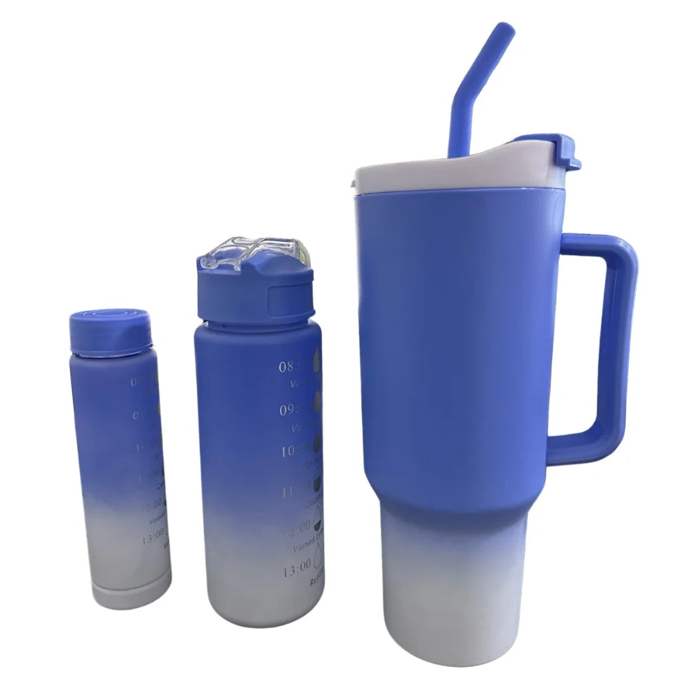 Kit 3 Garrafas com Copo Para Carro
