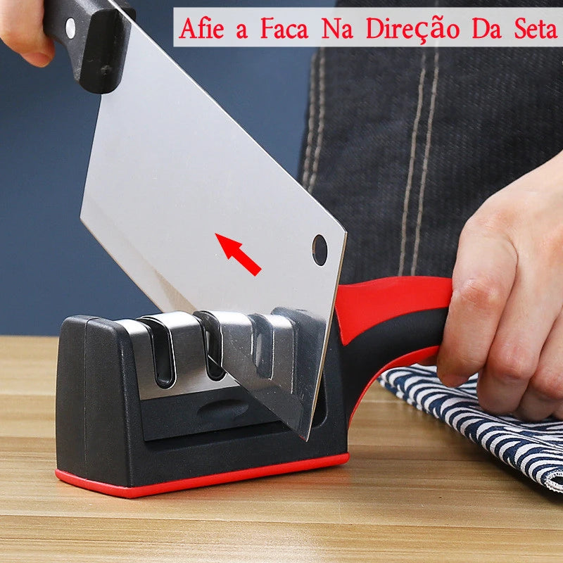 Afiador de Facas Cerâmico 3 Estágios com Base de Borracha