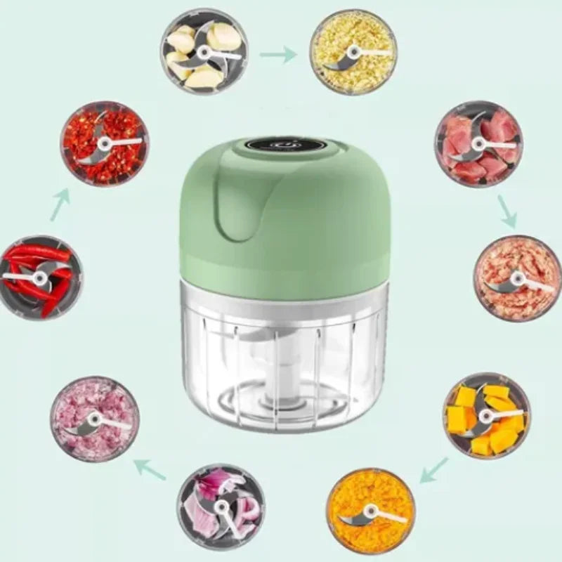 Mini Processador Elétrico de Alimentos Portátil com 3 lâminas