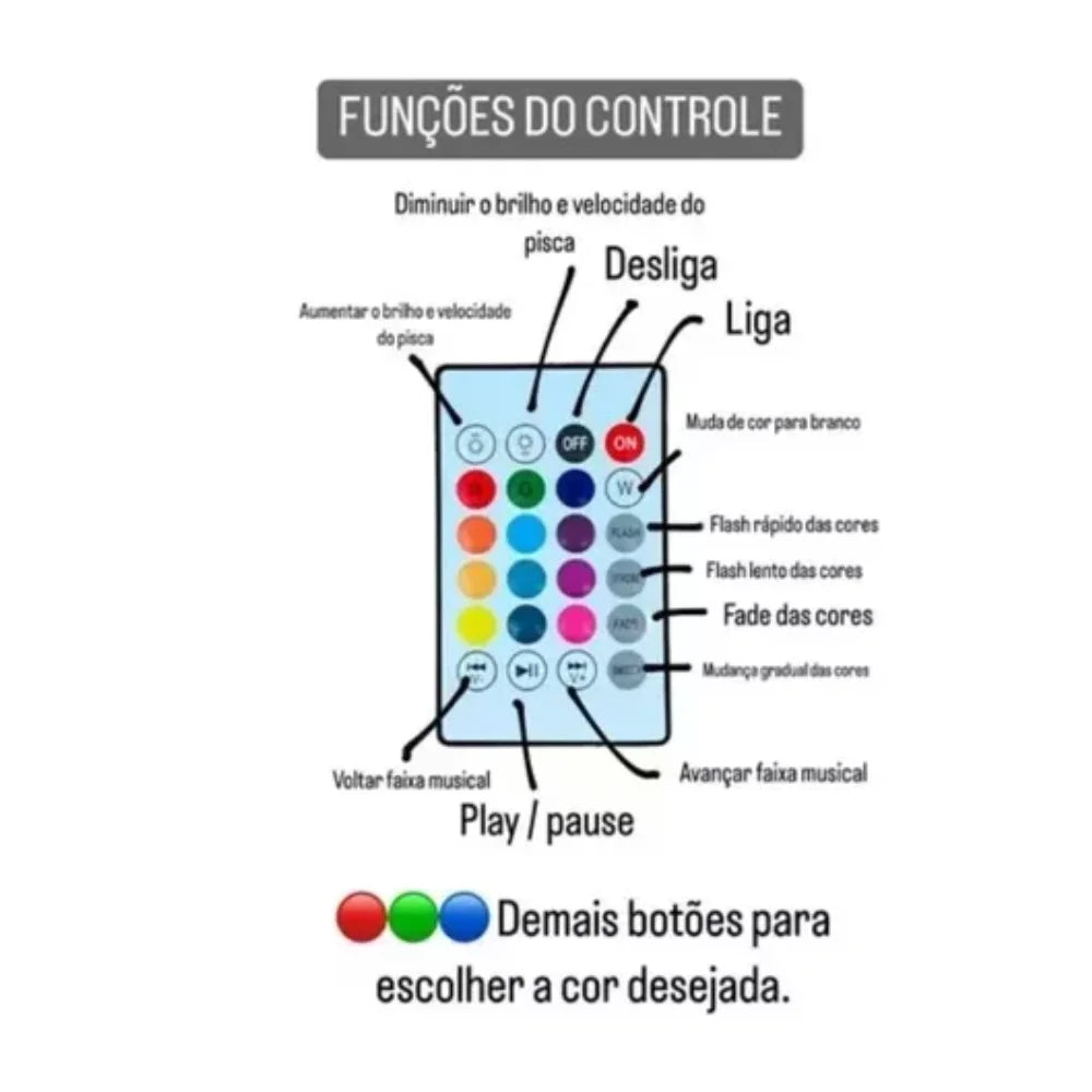 Lâmpada Musical Bluetooth RGB + Controle Remoto