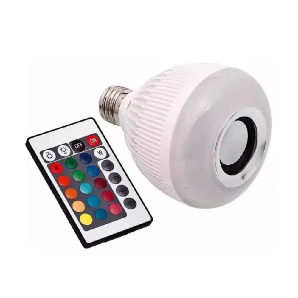 Lâmpada Musical Bluetooth RGB + Controle Remoto