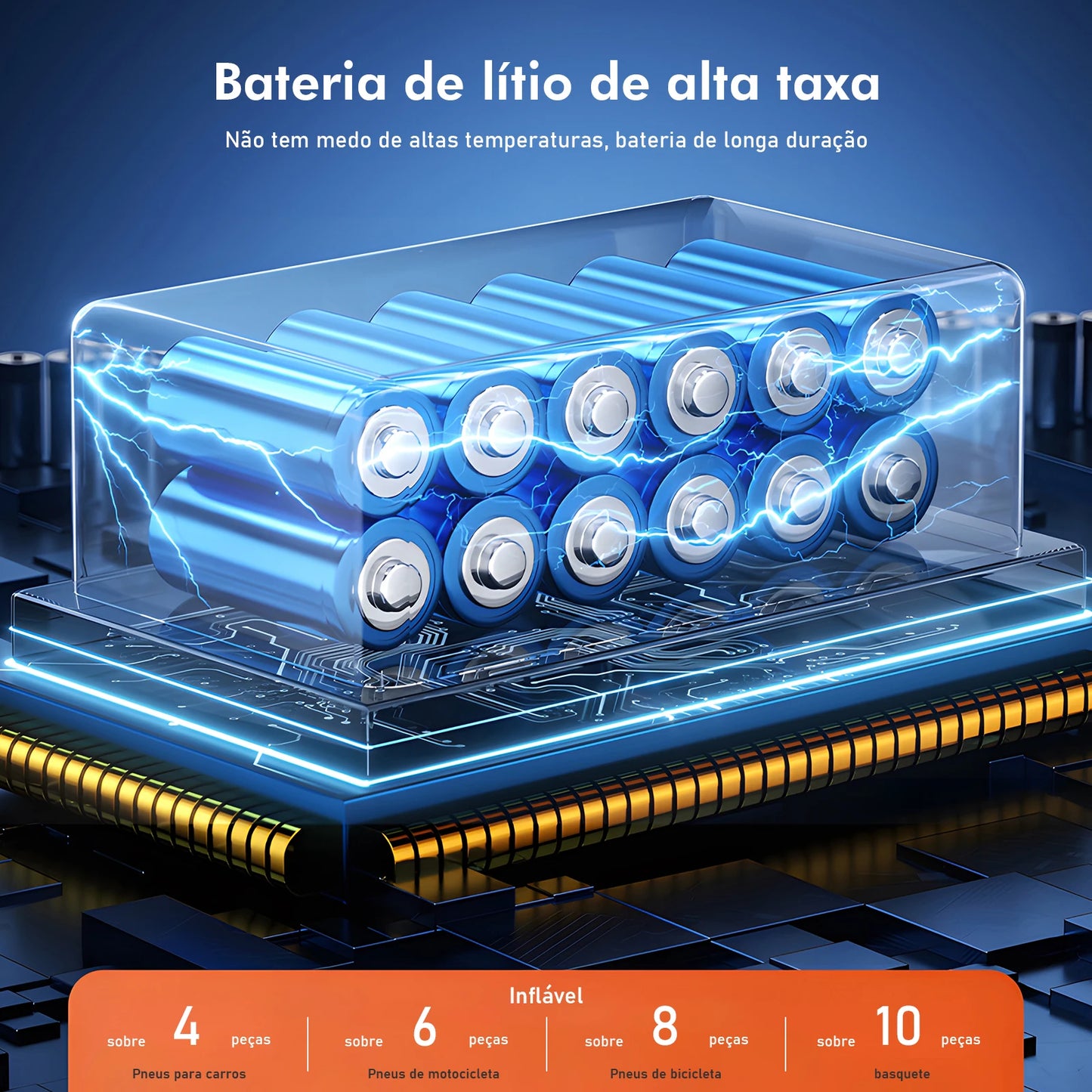Mini Compressor de Ar Portátil com Display Digital e LED