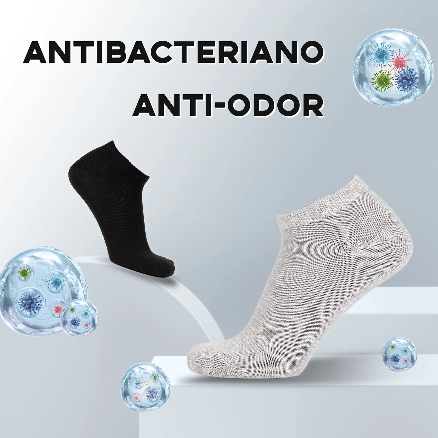 Kit 6 Pares de Meias Unissex Antibacterianas – Conforto e Proteção para o Dia a Dia
