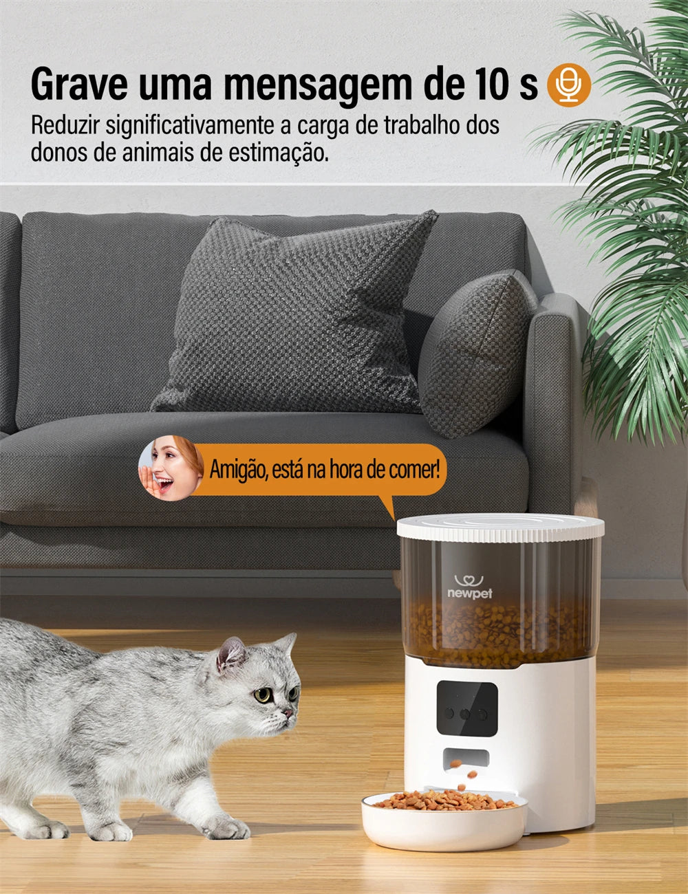 Alimentador Automático Inteligente 4L para Cães e Gatos