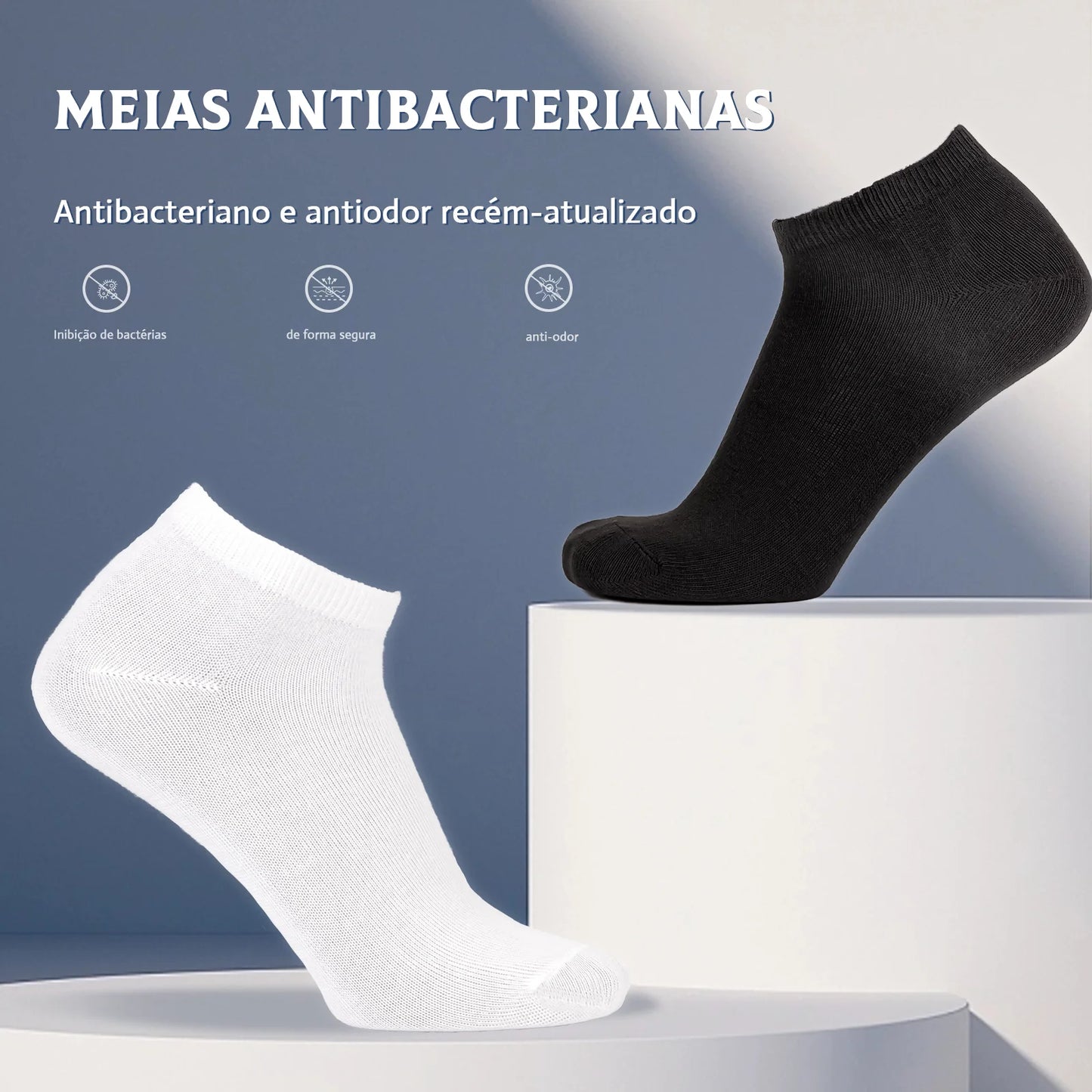 Kit 6 Pares de Meias Unissex Antibacterianas – Conforto e Proteção para o Dia a Dia