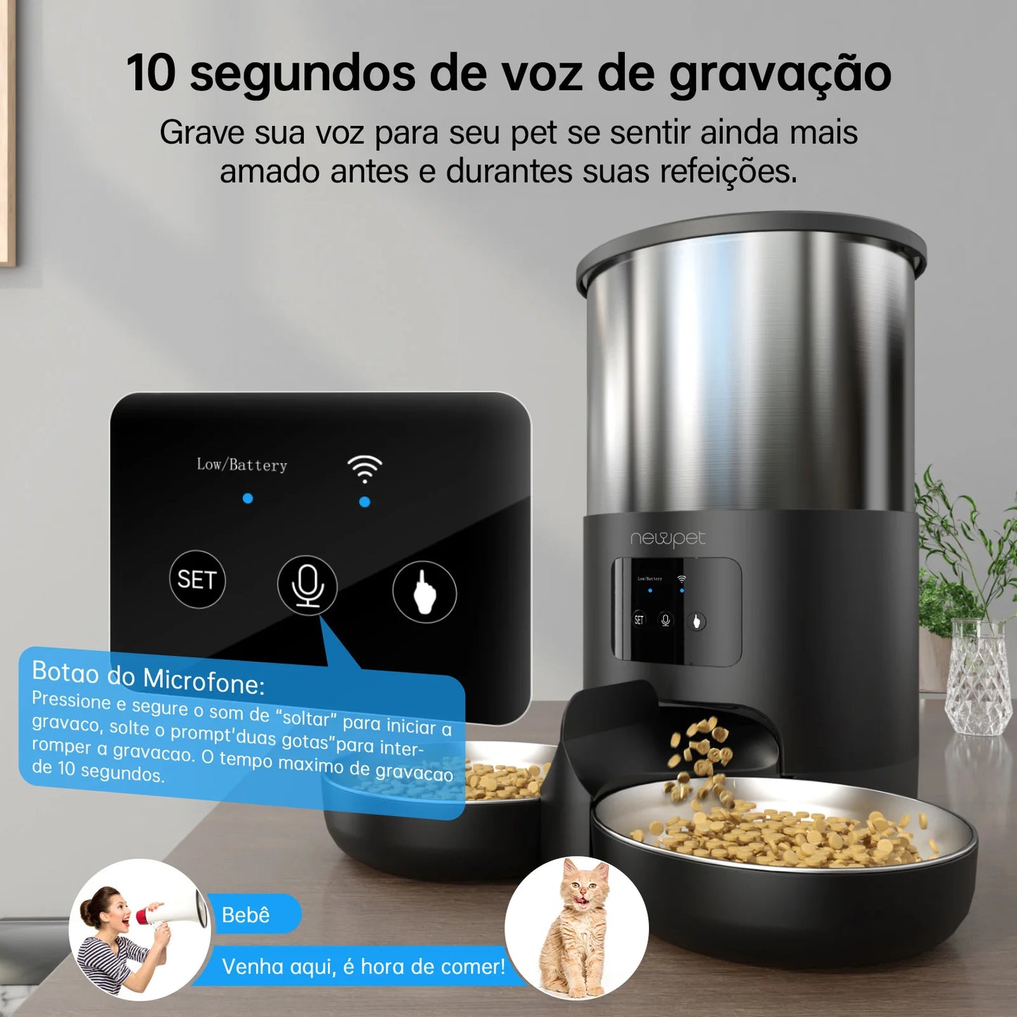 Alimentador Automático Inteligente 5L para Cães e Gatos