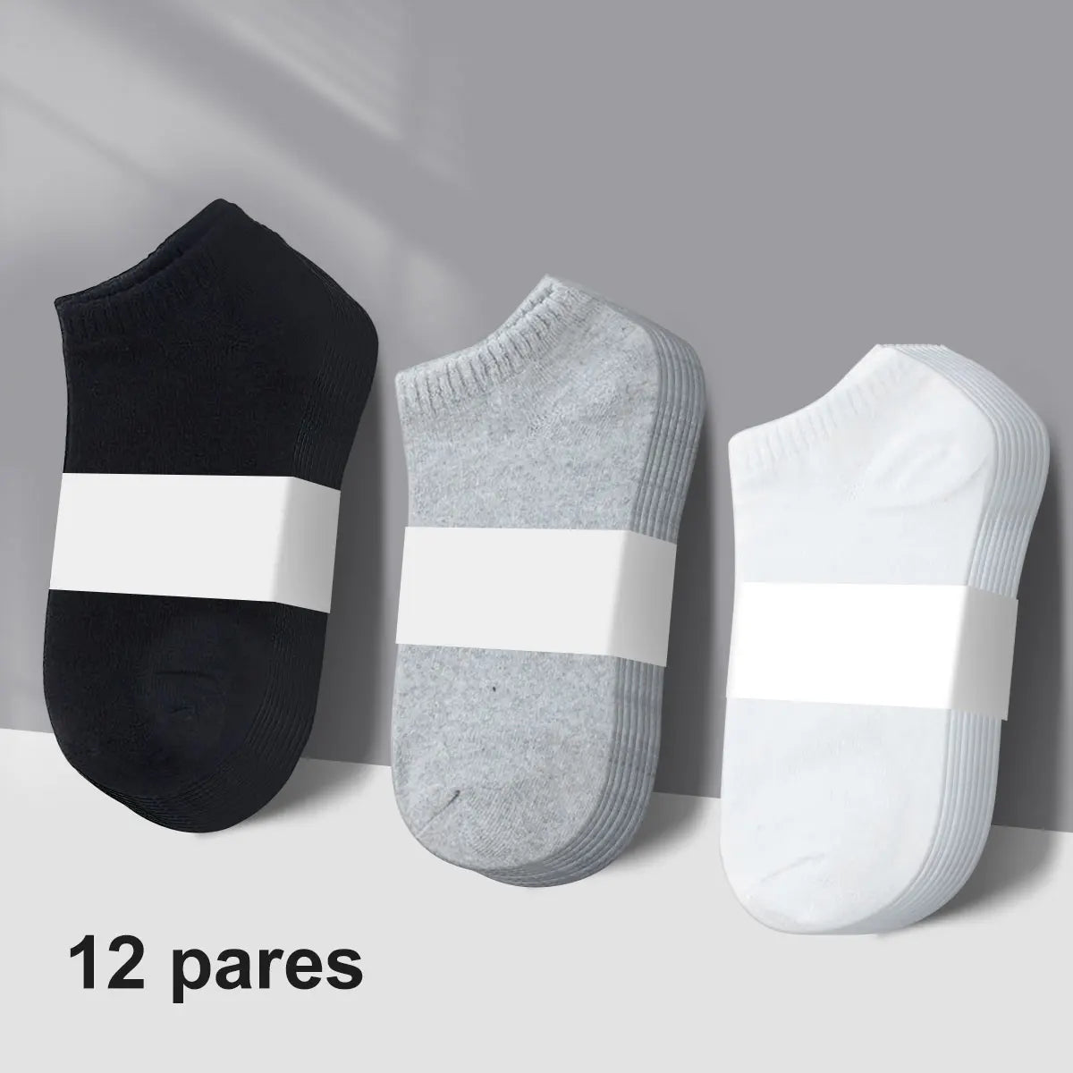 Kit 12 Pares de Meias Masculinas Cano Baixo – Conforto e Estilo para Todos os Dias