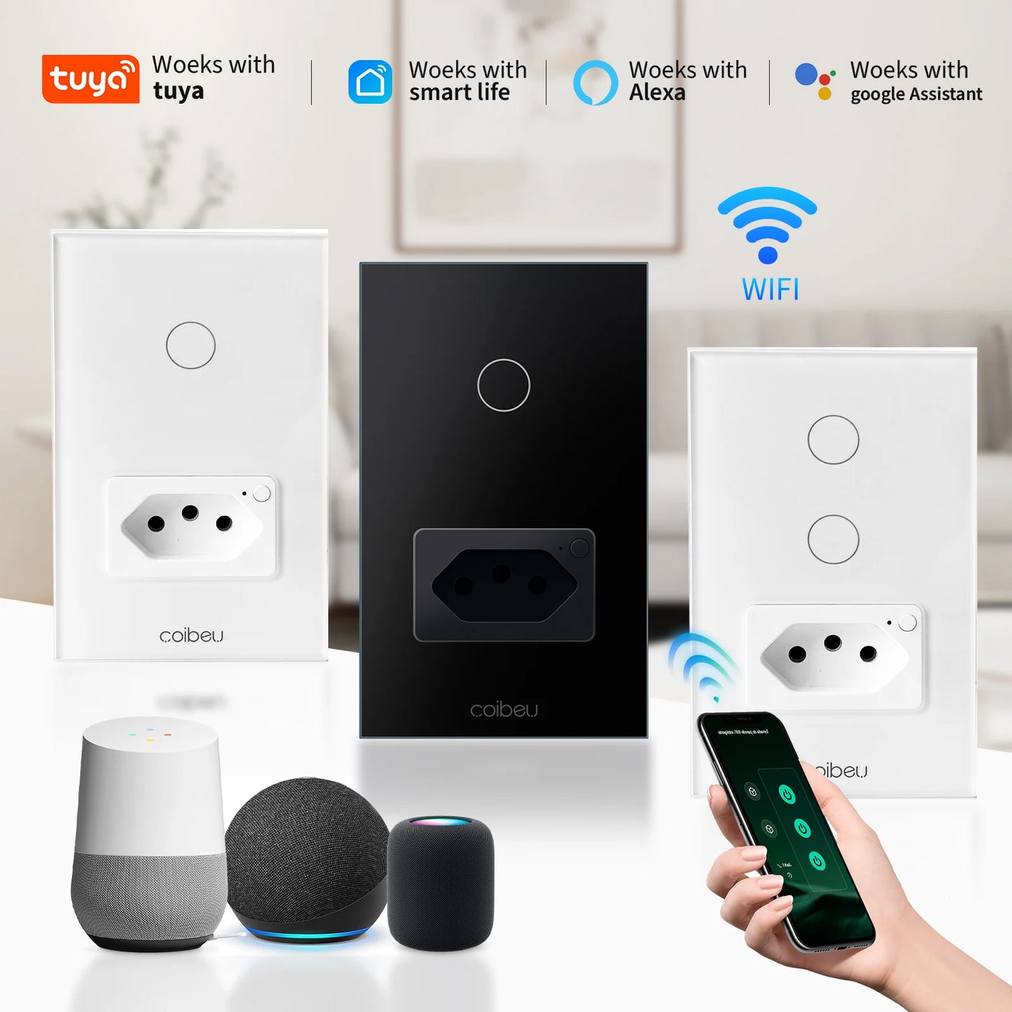 Interruptor Inteligente Wi-Fi Touch – Compatível com Alexa e Google Assistente
