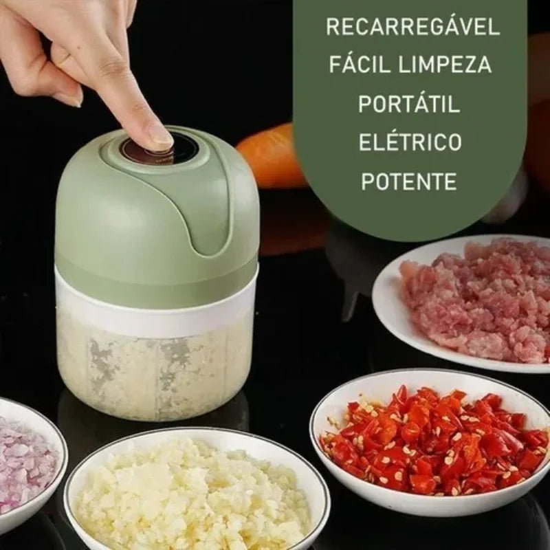 Mini Processador Elétrico de Alimentos Portátil com 3 lâminas