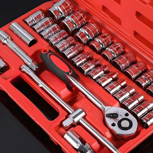 Kit de Ferramentas 46 Peças com Catraca Reversível e Maleta