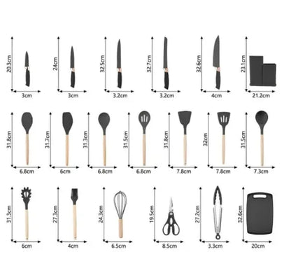 Jogo Utensílios de Cozinha Luxo 19 Peças