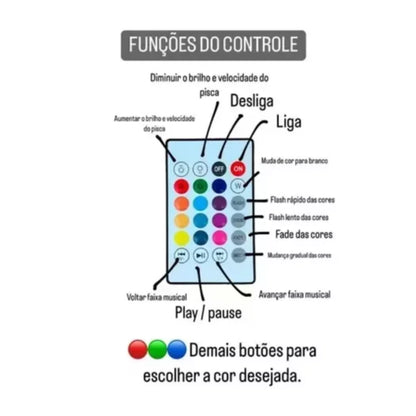 Lâmpada Musical Bluetooth RGB + Controle Remoto