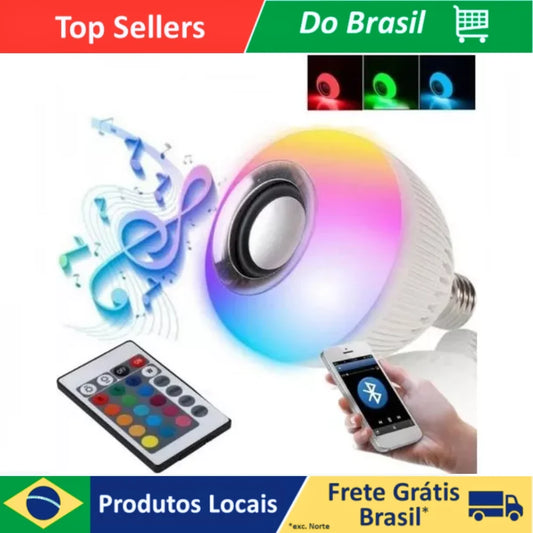 Lâmpada Musical Bluetooth RGB + Controle Remoto