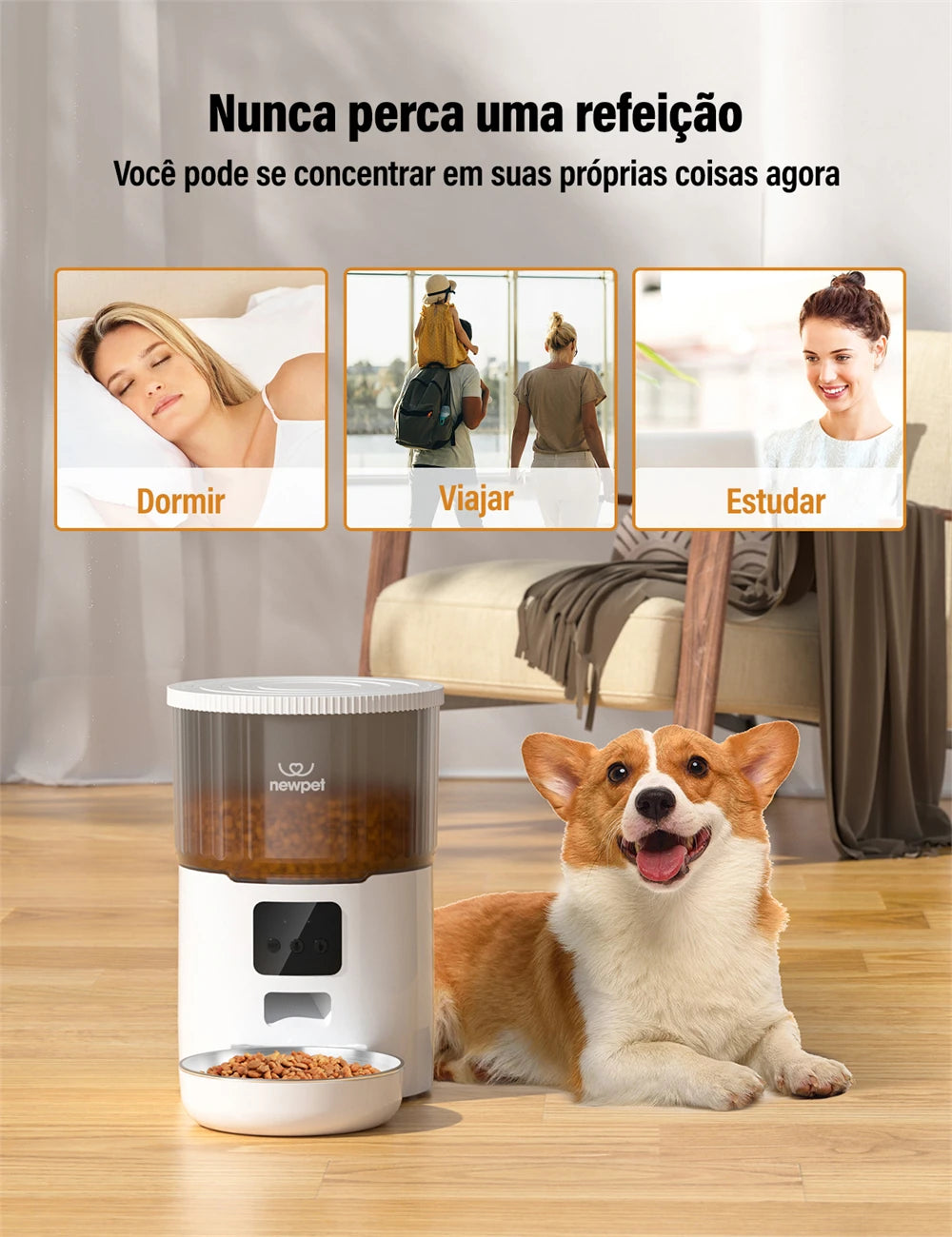 Alimentador Automático Inteligente 4L para Cães e Gatos