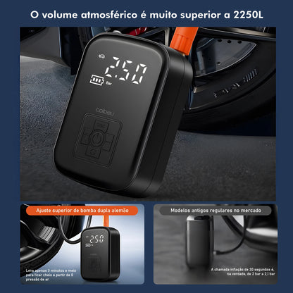 Mini Compressor de Ar Portátil com Display Digital e LED