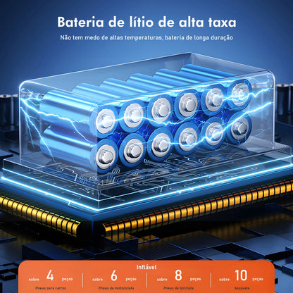 Mini Compressor de Ar Portátil com Display Digital e LED
