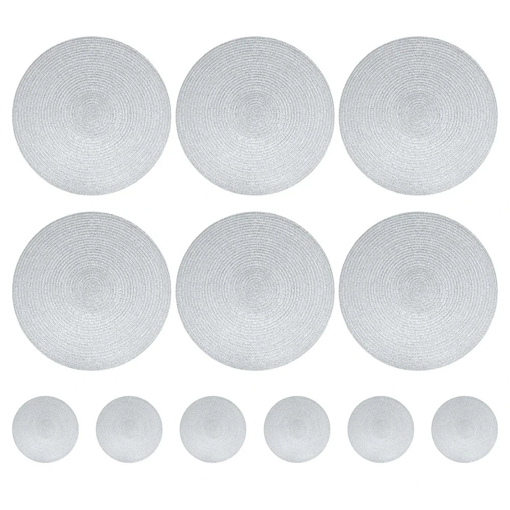 Kit 6 Sousplats + Porta-Copos Trançados