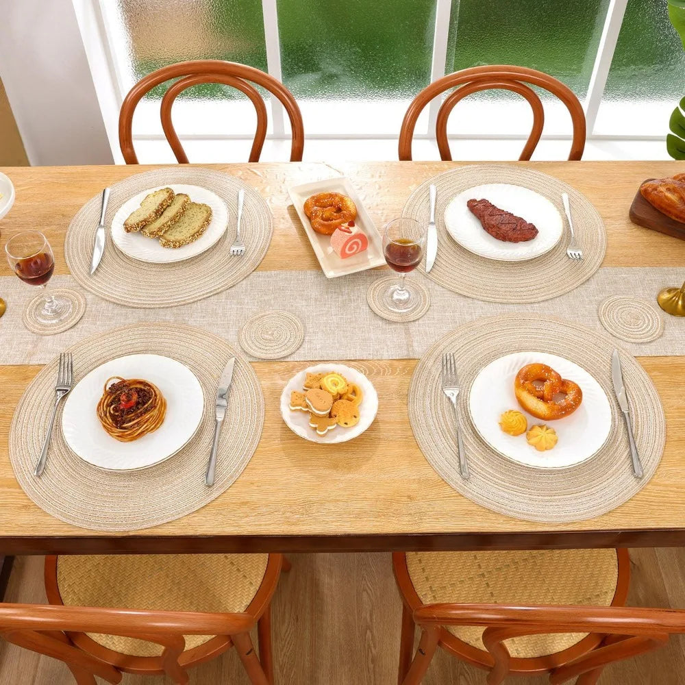 Kit 6 Sousplats + Porta-Copos Trançados