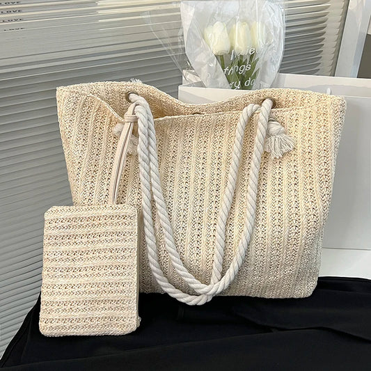 Bolsa Feminina de Palha Tipo Tote