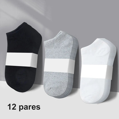 Kit 12 Pares de Meias Masculinas Cano Baixo – Conforto e Estilo para Todos os Dias