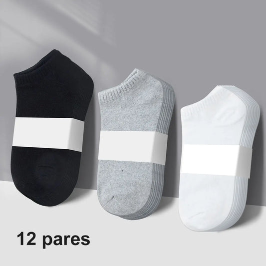 Kit 12 Pares de Meias Masculinas Cano Baixo – Conforto e Estilo para Todos os Dias