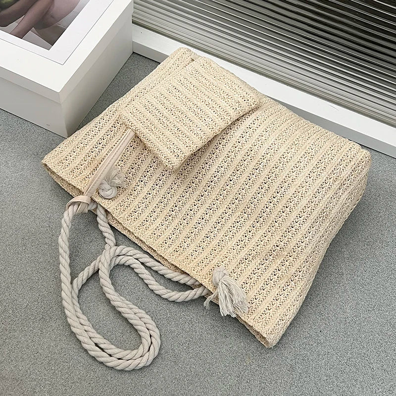 Bolsa Feminina de Palha Tipo Tote