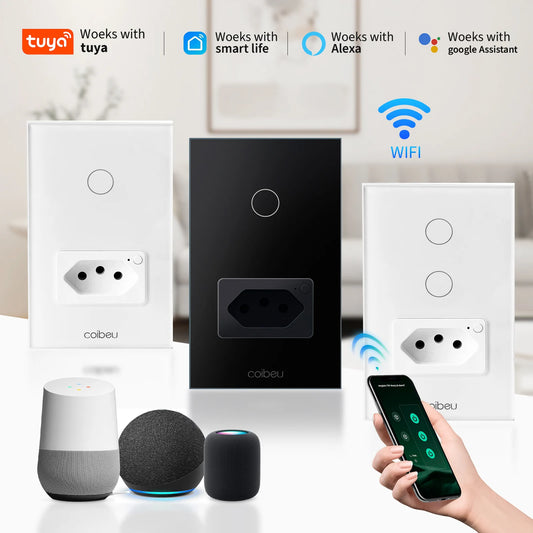 Interruptor Inteligente Wi-Fi Touch – Compatível com Alexa e Google Assistente